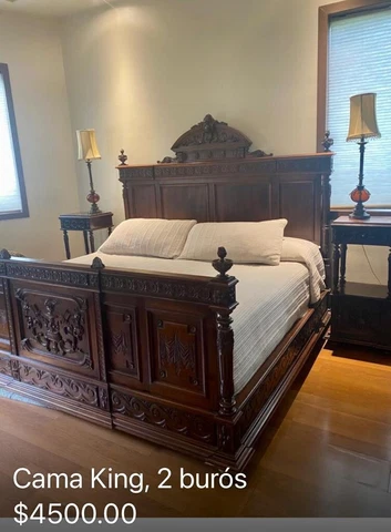 King Size Bed and Two  Night Stands Antique Cover