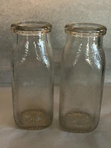 TWO Vintage/Antique Half-Pint CONSERVO Clear Glass Milk Bottles - Picture 1 of 12