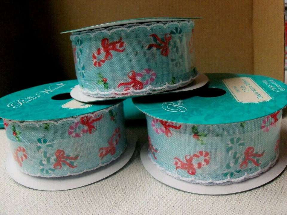 The PIONEER WOMAN 3x CANDY CANE 1.5" Decorative Ribbon 21ft  Each             - Image 1 of 1