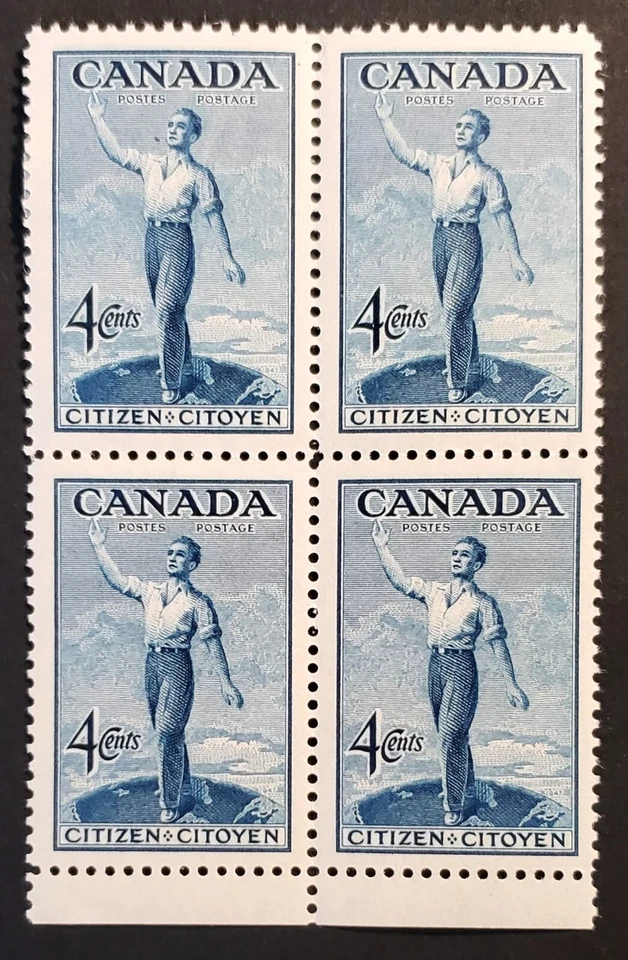 Stamps Canada Mint: #275 4c deep blue Confederation blk. of 4 VF Mint one LH - Image 1 of 1