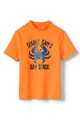 Camisa de Natación LANDS' END Niños 4 Puesta de Sol Naranja Cangrejo Gráfico Rashguard Nueva con Etiquetas Foto 1 de 3