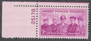 US. 1067. 3c. Armed Forces Reserve Issue. Single w/Pl#. MNH. 1955 - Picture 1 of 1