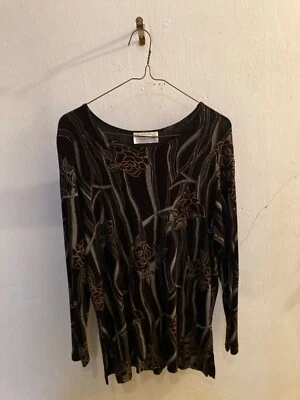 Blusa geométrica de manga larga Impressions Of California Roses para mujer, vintage Foto 1 de 4