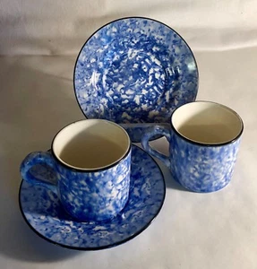 2 Stangl Blue Town And Country Cups And Saucers - Picture 1 of 2