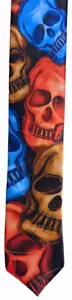 JERRY GARCIA Silk Tie Unique multi-color skulls macabre design-61"-Great cond. - Picture 1 of 7