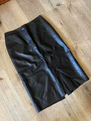 Kenneth Cole NY Black leather midi pencil Skirt Size 2 - Image 1 of 4