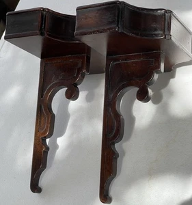JOHAN TAPP signierte antike Holz Holz Wandleuchter Regale seltenes Paar - Bild 1 von 23