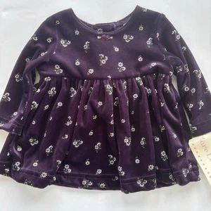Vintage Rare Editions Purple Velvet Girl's Dress 12M Floral Holiday Fall NWT - Picture 1 of 7