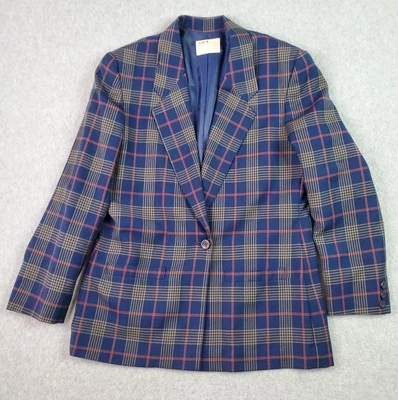 Vintage Pendleton Blazer Jacket Women's Sz 12 100% Virgin Wool Plaid One Button - Image 1 of 4