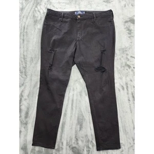 Hollister Curvy High Rise Distressed Jean Legging Size 21S W35 L26 Black Stretch - Picture 1 of 9