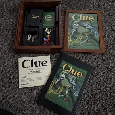 05' Hasbro Parker Bros. Clue Game Classic Detective Game Wooden Box Complete  - Image 1 of 4