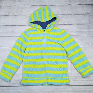 11/12 Mini Boden Neon Stripe Fleece Zip Hoodie - Picture 1 of 7