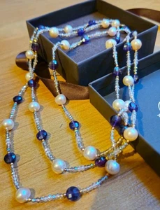 Collana di perle vere e ametista Raggi Roma - circa 130 cm senza apertura - Foto 1 di 8