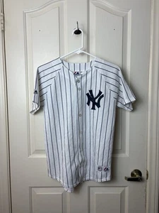 Vintage Majestic New York Yankees maglia gessato MLB baseball uomo L USA - Foto 1 di 3