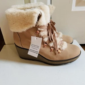 NEW WOMEN'S 10 J CREW NORDIC WEDGE WINTER BOOT IN SUBTLE PINK NWT - Picture 1 of 12