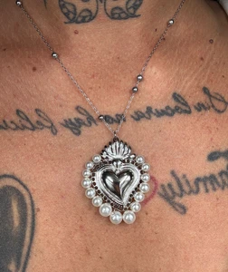 Collana donna in Acciaio con Cuore e perle - Imagen 1 de 5