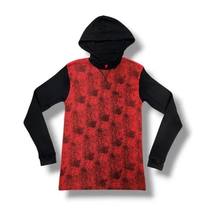 Rocawear Thermal Red & Black Splatter Long Sleeve Hooded T-Shirt Men's L - Picture 1 of 9