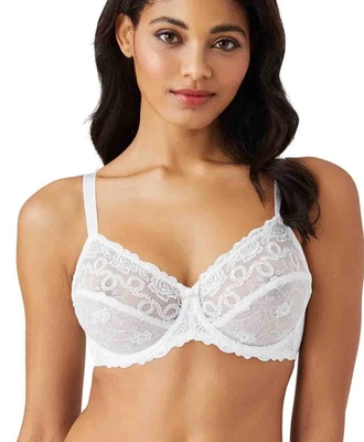 Wacoal 85720 钢圈文艺复兴玫瑰白色蕾丝文胸尺寸 34D — 第 1/4 张图片