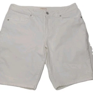 Coldwater Creek Women's White Denim Shorts Size P16 Zip Cotton Spandex - Picture 1 of 15