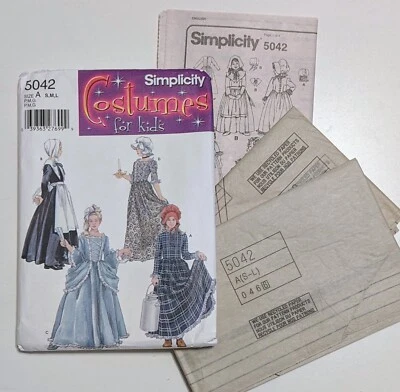 Simplicity 5042 Pattern Kids Costume S,M,L Puritan, Centennial, Pilgrim UNCUT - Image 1 of 3