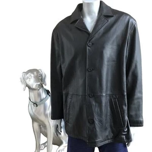 U.S. Polo Assoc. Leather Co Button Down Quilted Lined Black Jacket Men's Size XL - Picture 1 of 9