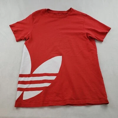 Adidas T Shirt Trefoil Leaf Big Logo Red Cotton 2 Sided Men Small Vintage Y2K  - Image 1 of 4
