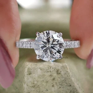 Round Shape Lab Grown Engagement Ring 1.60 CT Round Cut Moissanite Ring FD193 - Bild 1 von 10