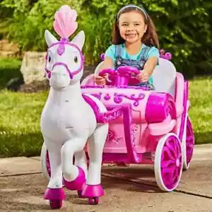Disney Royal Horse and Carriage 6V Battery-Powered Ride-On, Ages 3+ - Picture 1 of 11