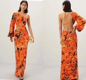 Shona Joy Size AU 16 US 12 Santos Silk One Shoulder Open Back Maxi Dress BNWT - Picture 1 of 10