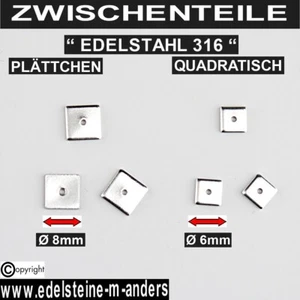Zwischen Perlen Teile Quadrat Viereck Plättchen Eckig Edelstahl Spacer 10 Stück - Bild 1 von 3