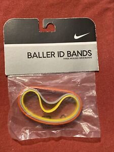 Nike Vintage 2005 BALLER id Bands Wristbands Bracelets Orange Yellow Gray New