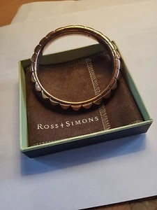 Ross Simons Yellow Gold Over Sterling 925 Italy Bangle Bracelet Studded Heavy - Picture 1 of 12