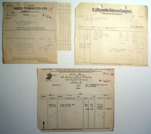 LOT OF 3 1931-33's VINTAGE TOBACCO INVOICES - Picture 1 of 5