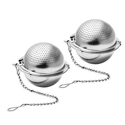 2pcs Stainless Steel Loose Mesh Ball Tea Leaf Strainer Infuser Herb Spice Filter - Image 1 of 4