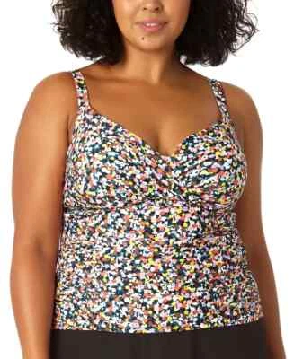 Anne Cole L125112 多钢圈五彩纸屑扭曲印花三明治上衣 18W 码 — 第 1/4 张图片