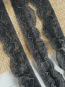 ribete encaje elástico cable bicolor funciona negro plata 2,6cm - Imagen 1 de 5