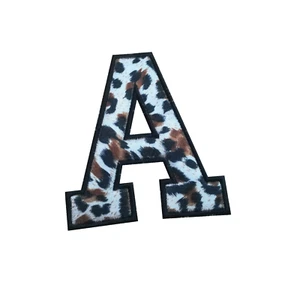 1 x 15cm Letter Slim Varsity Leopard Print Patch Sewing Trimming Rockabilly - Picture 1 of 4