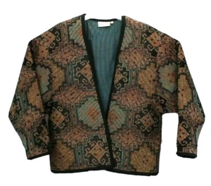 Vintage Beppa Tapestry Open Cardigan Jacket Women's Size Medium Multi Color - Picture 1 of 11