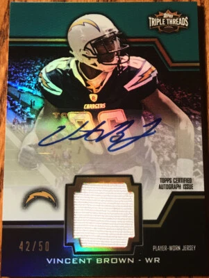 2011 Topps Triple Threads Autographed Unity Relics EMERALD Vincent Brown - Image 1 of 2