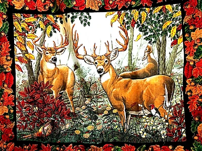 Panel de tela de pantalla de vida silvestre de ciervo colgante de pared otoño otoño invierno 34" x 43" Foto 1 de 4