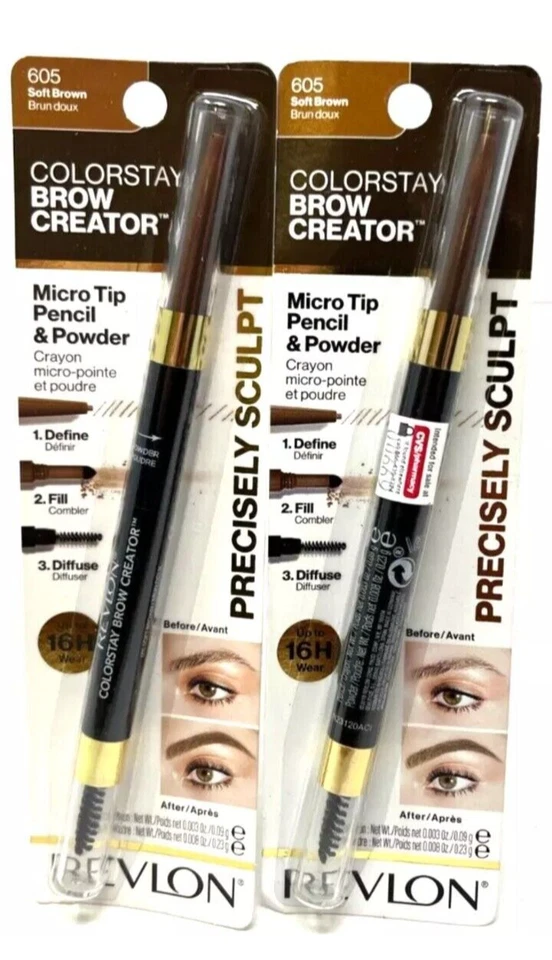 2X Revlon Colorstay Brow Creator Micro Tip Pencil & Powder NIP 605 Soft Brown - Image 1 of 1