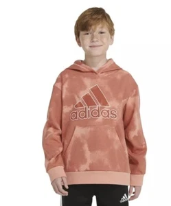 Adidas Big Boys Long Sleeve Fluidity Printed Hoodie clay S(8) - Picture 1 of 1