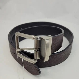 Cinturón reversible con hebilla de metal marrón oscuro para hombre talla 33-39 largo 41 pulgadas - Imagen 1 de 5