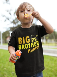 Construction Big Brother Shirt - Digger Personalized sibling Shirt - Kids Tee - Picture 1 of 2