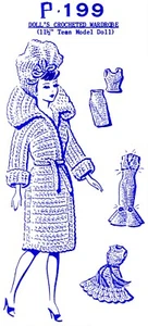 Crocheted Barbie DOLL Pattern Wardrobe Dress Clothes MO P-199 Knitting Knit - Picture 1 of 4