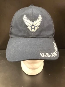 US Air Force Hat Blue Mechanical Eagle Logo USAF Fitted Fabric Mesh Adjustable - Picture 1 of 12