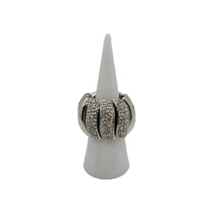Damenring silberfarben Strasssteine Bling Stretch Größe 7 - Bild 1 von 7