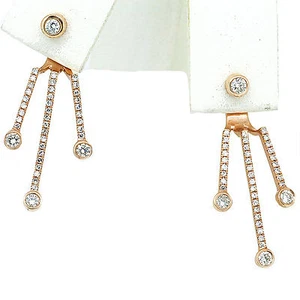 14k Rose Gold Diamond Jacket Earring E Color Vvs1 Clarity - Picture 1 of 12