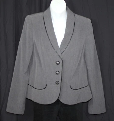Chaqueta Blazer View by Walter QVC Chal Cuello Detalles de Tubería Gris Jaspeado XS Foto 1 de 4