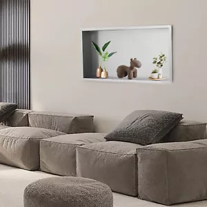 Mensola doccia 12"x24" nicchia bagno acciaio inox portaoggetti grigio argento - Foto 1 di 14